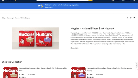 Walmart Huggies 'Change a Life' E-Commerce Page